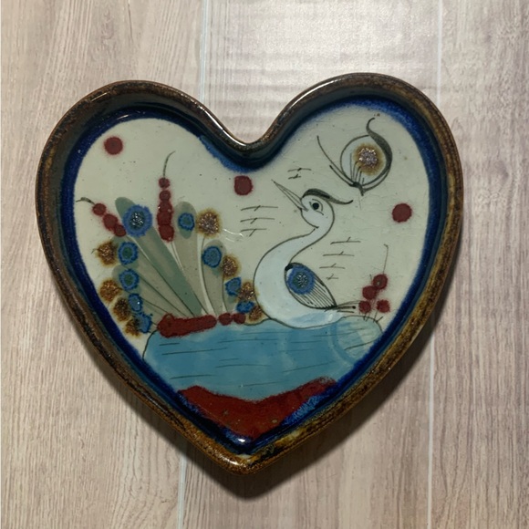 Ken Edward’s Mexico Heart Trinket Tray Small Hand Painted Art Plate Signed - Picture 4 of 6